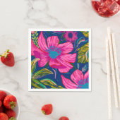 Waterverf floraal en botanisch roze vrijgezellenfe servet (Insitu)