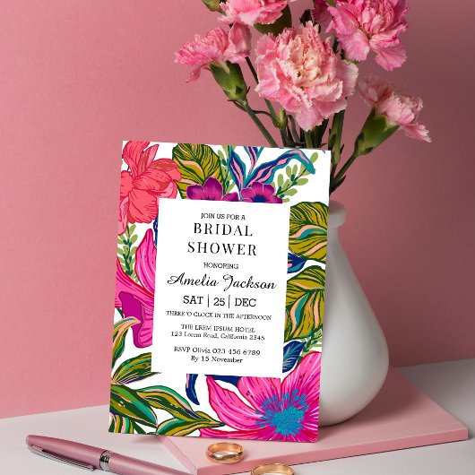 Waterverf floraal en botanisch vrijgezellenfeest kaart