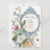 Waterverf floraal en vogel lijst Baby shower Kaart (Voorkant)