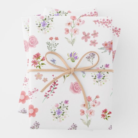 Waterverf floraal inpakpapier vel (In situ)
