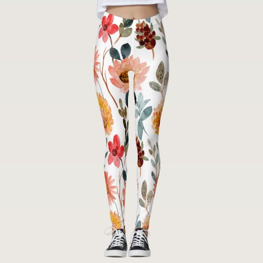 Waterverf floraal leggings (Voorkant)