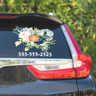 Waterverf floraal metaalkoper monogram sticker