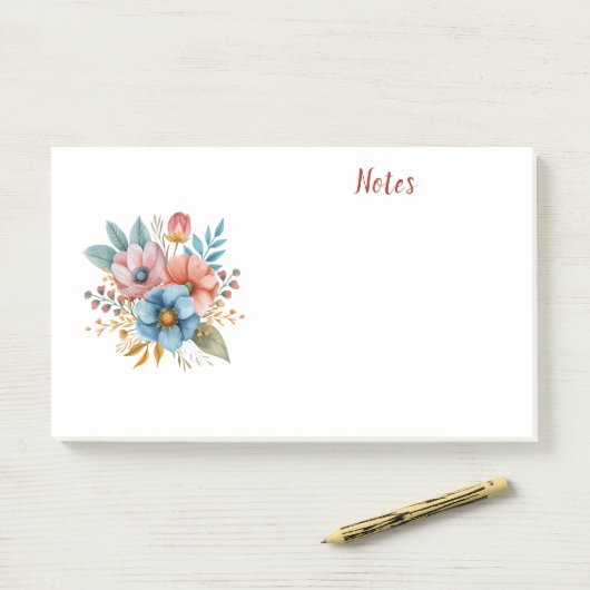Waterverf floraal post-it® notes (Op bureau)