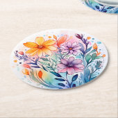 waterverf floraal ronde kartonnen onderzetter (Gebogen)