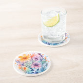 waterverf floraal zandsteen onderzetter (Zijkant)