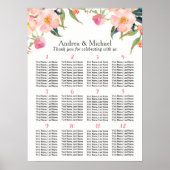 Waterverf Floral 12 Tables Wedding Seating Chart Poster (Voorkant)