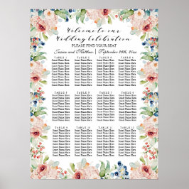 Waterverf Floral 12 Tafels Trouwstoelen Poster