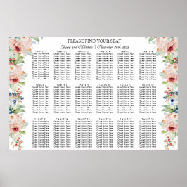 Waterverf Floral 18 Tafels Trouwstoelen Poster