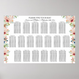 Waterverf Floral 19 Tafels Trouwstoelen Poster