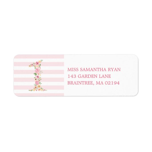 Waterverf Floral 1 eerste verjaardag Etiket (Voorkant)