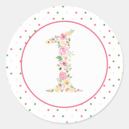 Waterverf Floral 1 eerste verjaardag Ronde Sticker