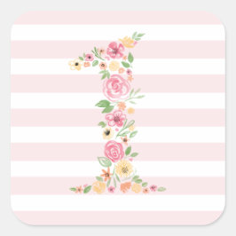 Waterverf Floral 1 eerste verjaardag Vierkante Sticker