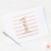 Waterverf Floral 1 eerste verjaardag Vierkante Sticker (Envelop)
