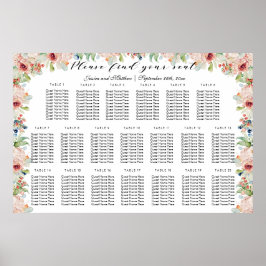 Waterverf Floral 20 Tafels Trouwstoelen Poster