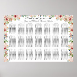 Waterverf Floral 21 Tafels Trouwstoelen Poster