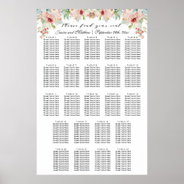 Waterverf Floral 23 Tafels Trouwstoelen Poster