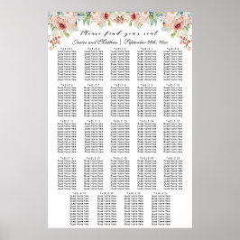 Waterverf Floral 24 Tafels Trouwstoelen Poster
