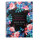 Waterverf Floral 30th Birthday Gastenboek Zwart Notitieboek (Voorkant)