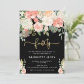 Waterverf Floral 40e verjaardag Kaart (Staand voorkant)