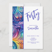 Waterverf Floral 40e Verjaardagsuitnodiging Kaart (Voorkant)