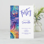 Waterverf Floral 40e Verjaardagsuitnodiging Kaart (Staand voorkant)