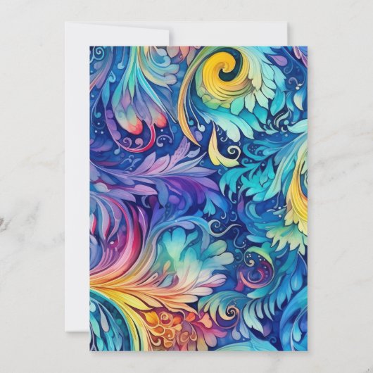  Waterverf Floral 40e Verjaardagsuitnodiging Kaart (Achterkant)