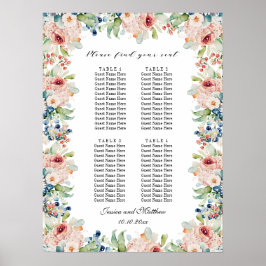 Waterverf Floral 4 Tafels Trouwstoelen Poster