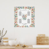 Waterverf Floral 4 Tafels Trouwstoelen Poster (Keuken)