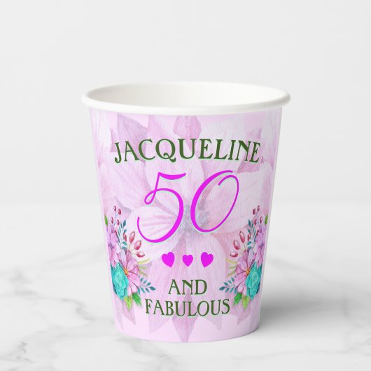 Waterverf Floral 50 en Fabulous Papieren Bekers (Achterkant)