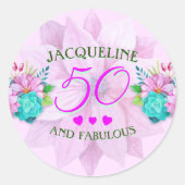 Waterverf Floral 50 en Fabulous Ronde Sticker (Voorkant)