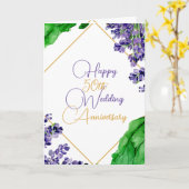 Waterverf Floral 50e bruiloft Jubileum Kaart (Gele Bloem)