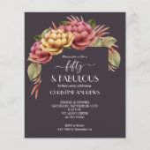 Waterverf Floral 50e verjaardag Uitnodigingen (Voorkant)