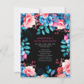 Waterverf Floral 50e Verjaardagsprogramma Menu Zwa Kaart (Voorkant)