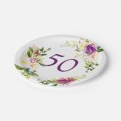 Waterverf Floral 50th Birthday Papieren Bordje (Gekanteld)