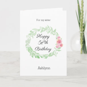 Waterverf Floral 58th Birthday Card Kaart