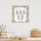 Waterverf Floral 5 Tafels Trouwstoelen Poster (Keuken)