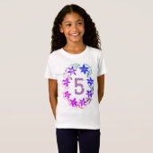 Waterverf Floral 5th Birthday Girly 5 jaar oud T-shirt (Voorkant volledig)