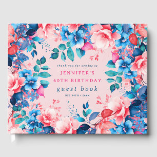 Waterverf Floral 60e Verjaardag Gastenboek Blush