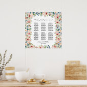 Waterverf Floral 6 Tafels Trouwstoelen Poster (Keuken)