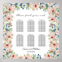 Waterverf Floral 6 Tafels Trouwstoelen Poster