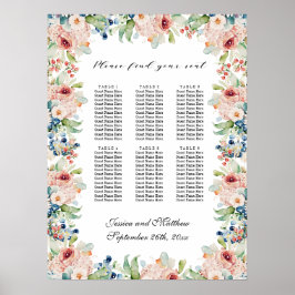 Waterverf Floral 6 Tafels Trouwstoelen Poster