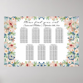 Waterverf Floral 7 Tafels Trouwstoelen Poster