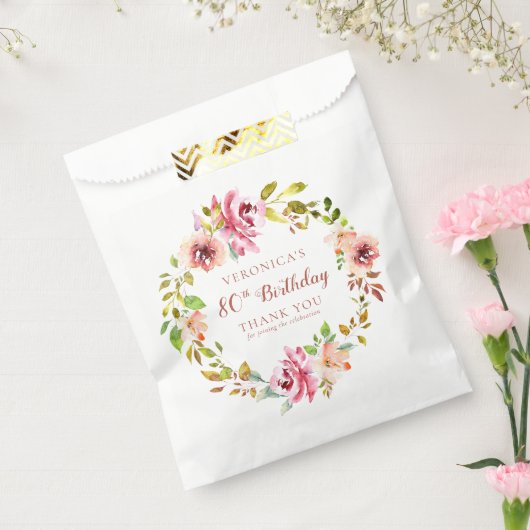 Waterverf Floral 80th Birthday Dank u wel Bedankzakje (Gezegeld)