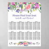 Waterverf Floral 8-tafel weduwenkaart Poster (Voorkant)