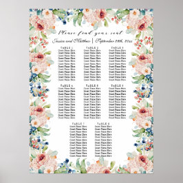 Waterverf Floral 8 Tafels Trouwstoelen Poster