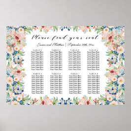 Waterverf Floral 8 Tafels Trouwstoelen Poster