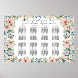 Waterverf Floral 8 Tafels Trouwstoelen Poster