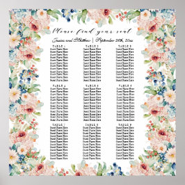 Waterverf Floral 9 Tafels Trouwstoelen Poster