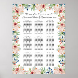 Waterverf Floral 9 Tafels Trouwstoelen Poster