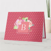 Waterverf Floral Aangepast Initiaal Roze koraal Kaart (Voorkant)